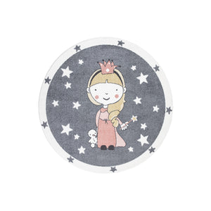 Tapis enfant gris motif princesse Ruby