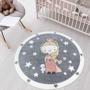 Tapis enfant gris motif princesse Ruby