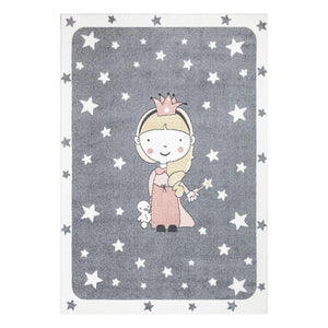 Tapis enfant gris motif princesse Ruby