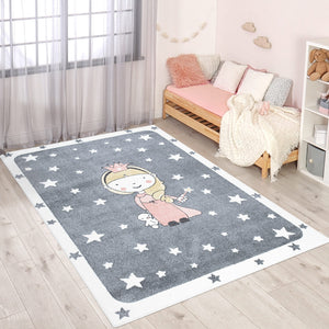 Tapis enfant gris motif princesse Ruby