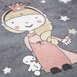 Tapis enfant gris motif princesse Ruby