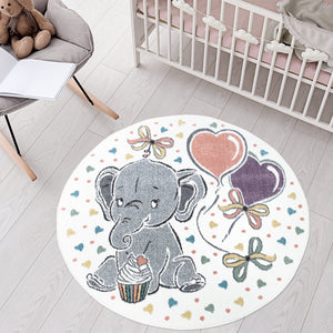 Tapis enfant rond motif éléphant Ruby