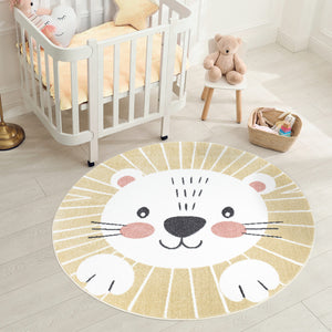 Tapis enfant rond motif tête de lion Ruby