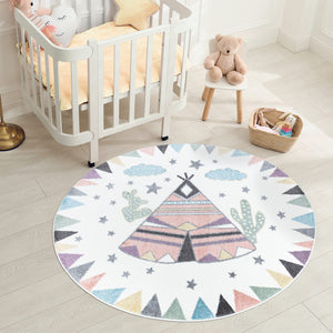 Tapis enfant rond au motif de tipi indien Ruby