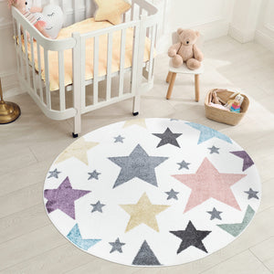 Tapis enfant aux étoiles multicolores Ruby