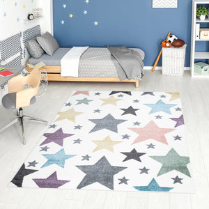 Tapis enfant aux étoiles multicolores Ruby