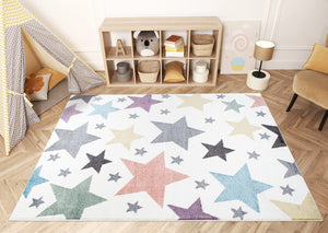 Tapis enfant aux étoiles multicolores Ruby