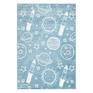 Tapis enfant bleu au motif de galaxie Ruby