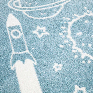 Tapis enfant bleu au motif de galaxie Ruby