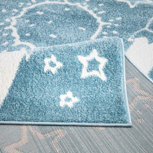 Tapis enfant bleu au motif de galaxie Ruby