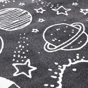 Tapis enfant gris au motif de galaxie Ruby