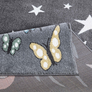 Tapis enfant gris avec un motif d'ourson sous les étoiles Ruby