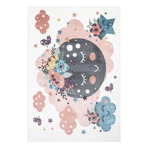 Tapis enfant au motif de lune et nuages Ruby