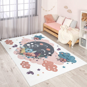 Tapis enfant au motif de lune et nuages Ruby