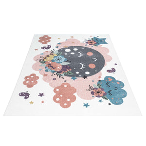 Tapis enfant au motif de lune et nuages Ruby