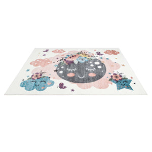 Tapis enfant au motif de lune et nuages Ruby