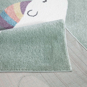 Tapis enfant vert avec un motif d'ours polaire dormant Ruby