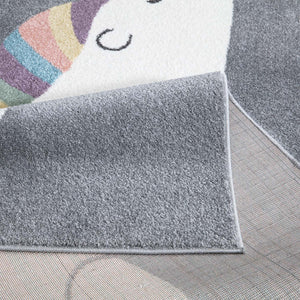 Tapis enfant gris avec un motif d'ours polaire dormant Ruby