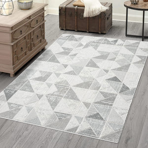 Tapis Gris au motif antique géométrique - ANTIK Antik