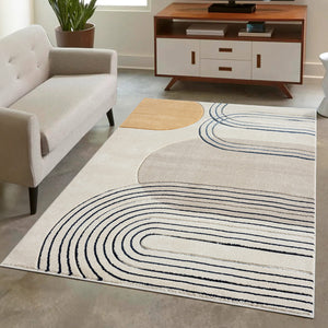 Tapis moderne aux motifs d'arches abstraits beige - LIAH Liah