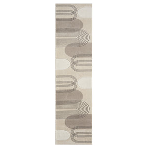 Tapis moderne aux motifs d'arches abstraits marron et blanc - LIAH Liah