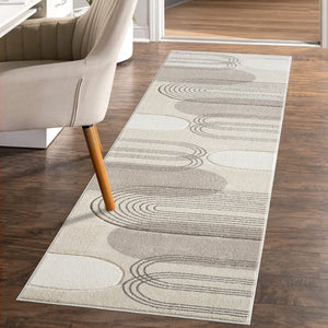 Tapis moderne aux motifs d'arches abstraits marron et blanc - LIAH Liah