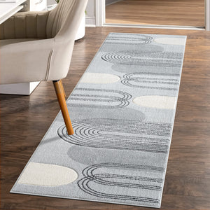 Tapis moderne aux motifs d'arches abstraits gris - LIAH Liah