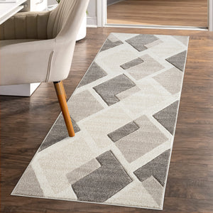 Tapis contemporain motifs losanges marron - LIAH Liah