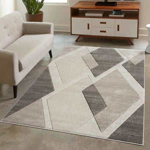 Tapis contemporain motifs losanges marron - LIAH Liah