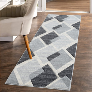 Tapis contemporain motifs losanges gris - LIAH Liah