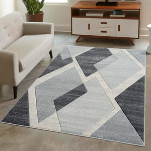 Tapis contemporain motifs losanges gris - LIAH Liah