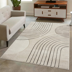 Tapis contemporain aux motifs abstraits marron Liah