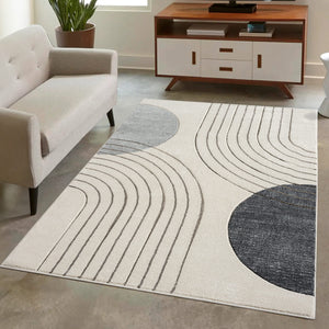 Tapis contemporain aux motifs abstraits gris Liah