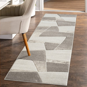 Tapis contemporain aux motifs abstraits graphiques marron Liah