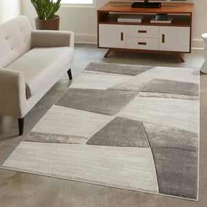 Tapis contemporain aux motifs abstraits graphiques marron Liah