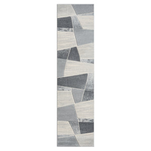 Tapis contemporain aux motifs abstraits graphiques gris Liah