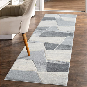 Tapis contemporain aux motifs abstraits graphiques gris Liah