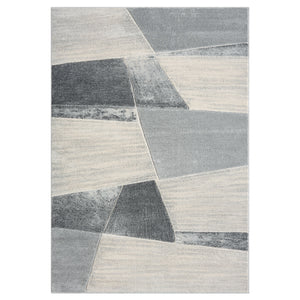 Tapis contemporain aux motifs abstraits graphiques gris Liah