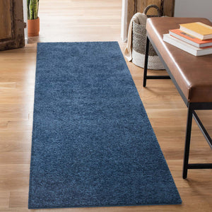 Tapis shaggy poils longs bleu - TALIN Talin