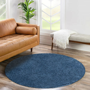 Tapis shaggy poils longs bleu - TALIN Talin