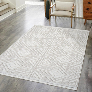 Tapis Laine bouclée avec motifs de losange ton sur ton - ALEA Alea