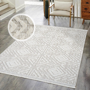 Tapis Laine bouclée avec motifs de losange ton sur ton - ALEA Alea