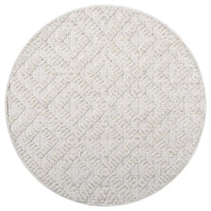 Tapis Laine bouclée Beige avec motif losanges en relief - ALEA Alea