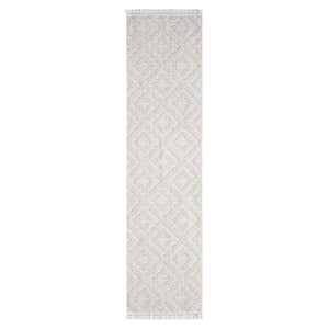 Tapis Laine bouclée Beige avec motif losanges en relief - ALEA Alea