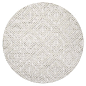 Tapis Laine bouclée Crème avec motif losanges en relief - ALEA Alea