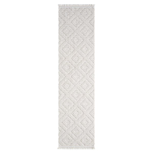 Tapis Laine bouclée Crème avec motif losanges en relief - ALEA Alea