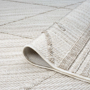 Tapis Laine bouclée Beige avec motif losanges en relief - ALEA Alea