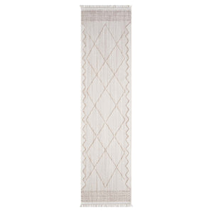 Tapis Laine bouclée Beige avec motif losanges en relief - ALEA Alea