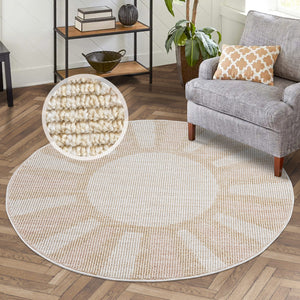 Tapis effet laine bouclée Rose et Beige avec franges - ALEA Alea