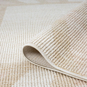 Tapis effet laine bouclée Rose et Beige avec franges - ALEA Alea